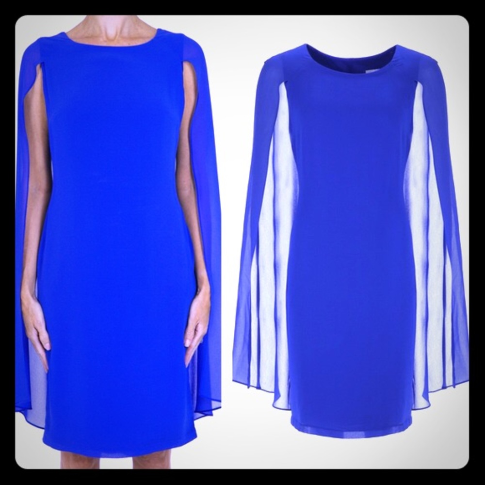 Blue Chiffon Cape Dress